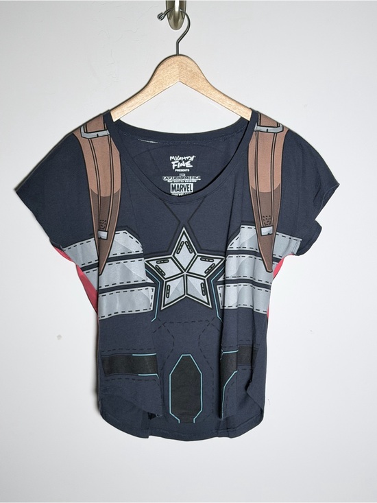 Mighty Fine Tops - Mighty Fine Navy Blue Captain America Costume Graphic Tee XL